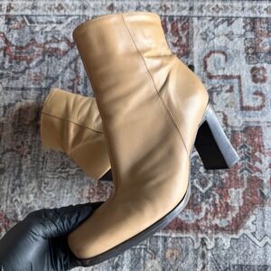 Aldo Tan Leather Block Heel Ankle Boots